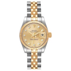 Rolex Datejust Steel Yellow Gold Diamond Ladies Watch 179173 Box Card