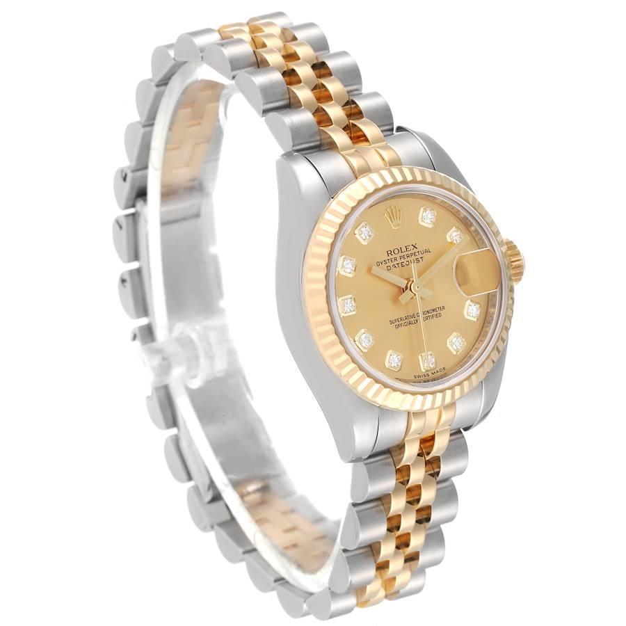 Rolex Datejust 26mm Steel Yellow Gold Diamond Ladies Watch 179173 In Excellent Condition In Atlanta, GA