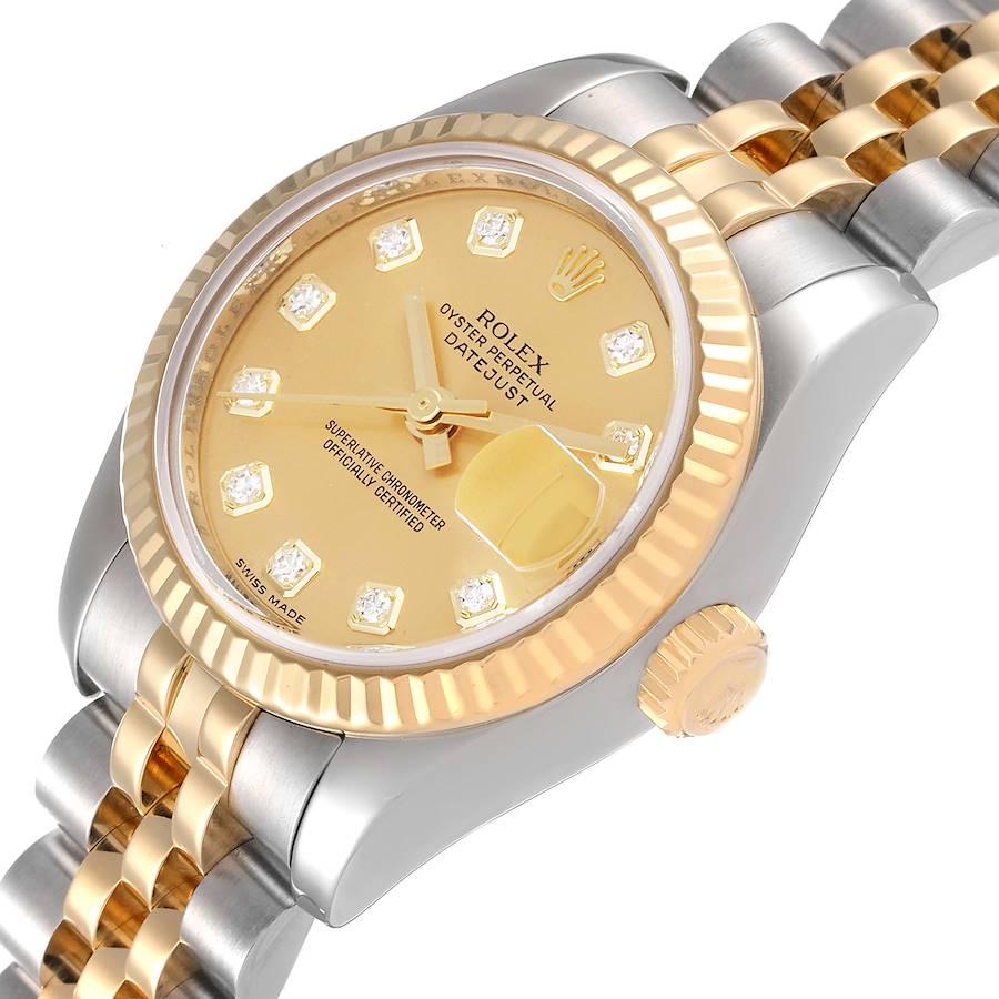 Rolex Datejust 26mm Steel Yellow Gold Diamond Ladies Watch 179173 1