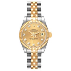 Rolex Montre Datejust en acier, or jaune et diamants, pour femmes 179173