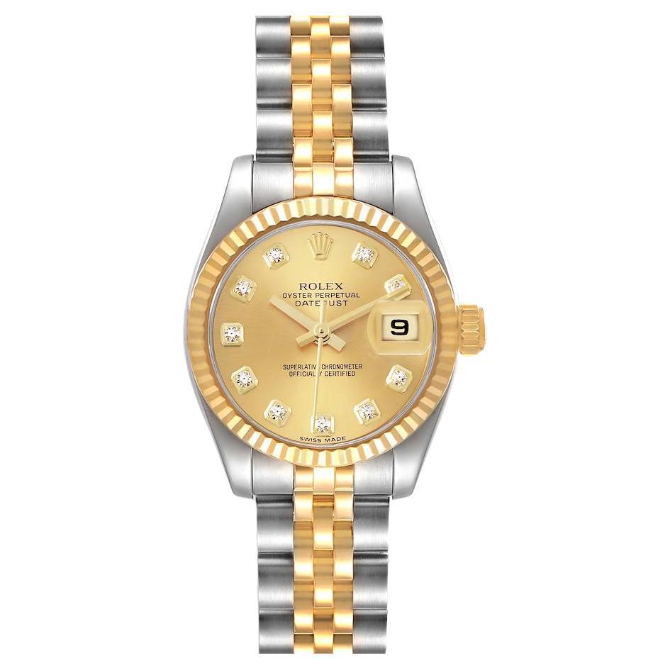 Rolex Datejust 26mm Steel Yellow Gold Diamond Ladies Watch 179173