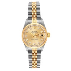 Rolex Datejust 26mm Steel Yellow Gold Diamond Ladies Watch 69173 Box Papers