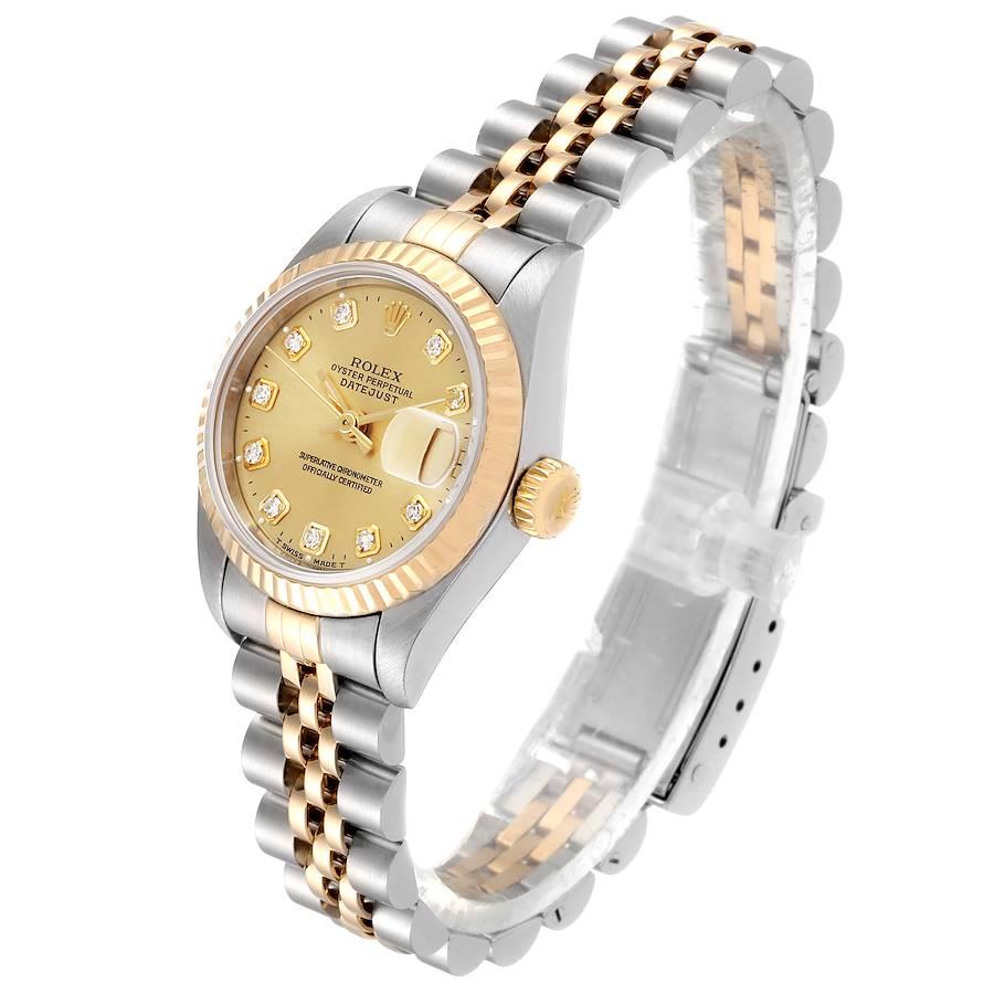 Women's Rolex Datejust Steel Yellow Gold Diamond Ladies Watch 69173 Box Papers For Sale