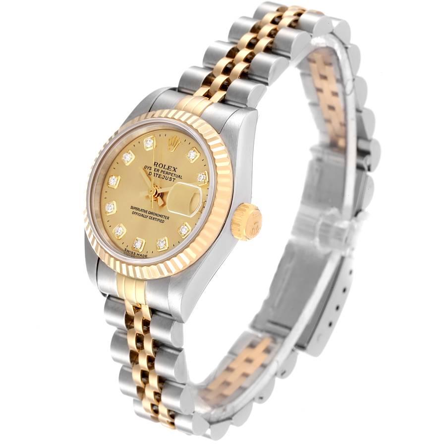 Rolex Datejust 26mm Steel Yellow Gold Diamond Ladies Watch 69173 Box Papers In Excellent Condition In Atlanta, GA