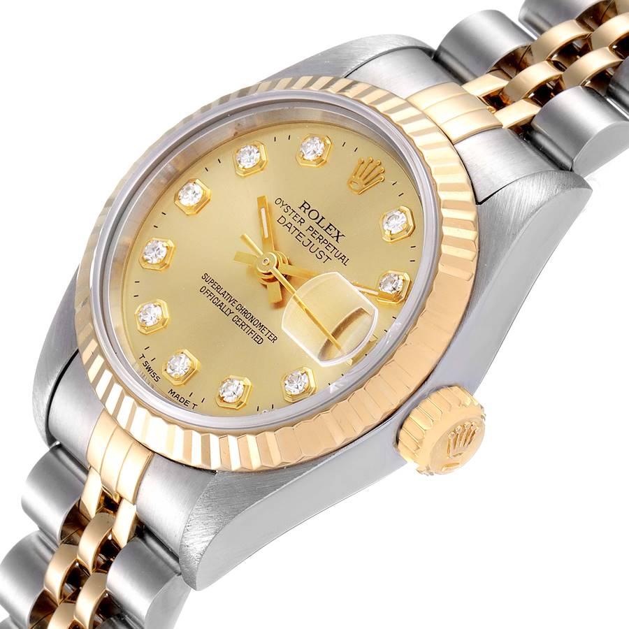Rolex Datejust Steel Yellow Gold Diamond Ladies Watch 69173 Box Papers