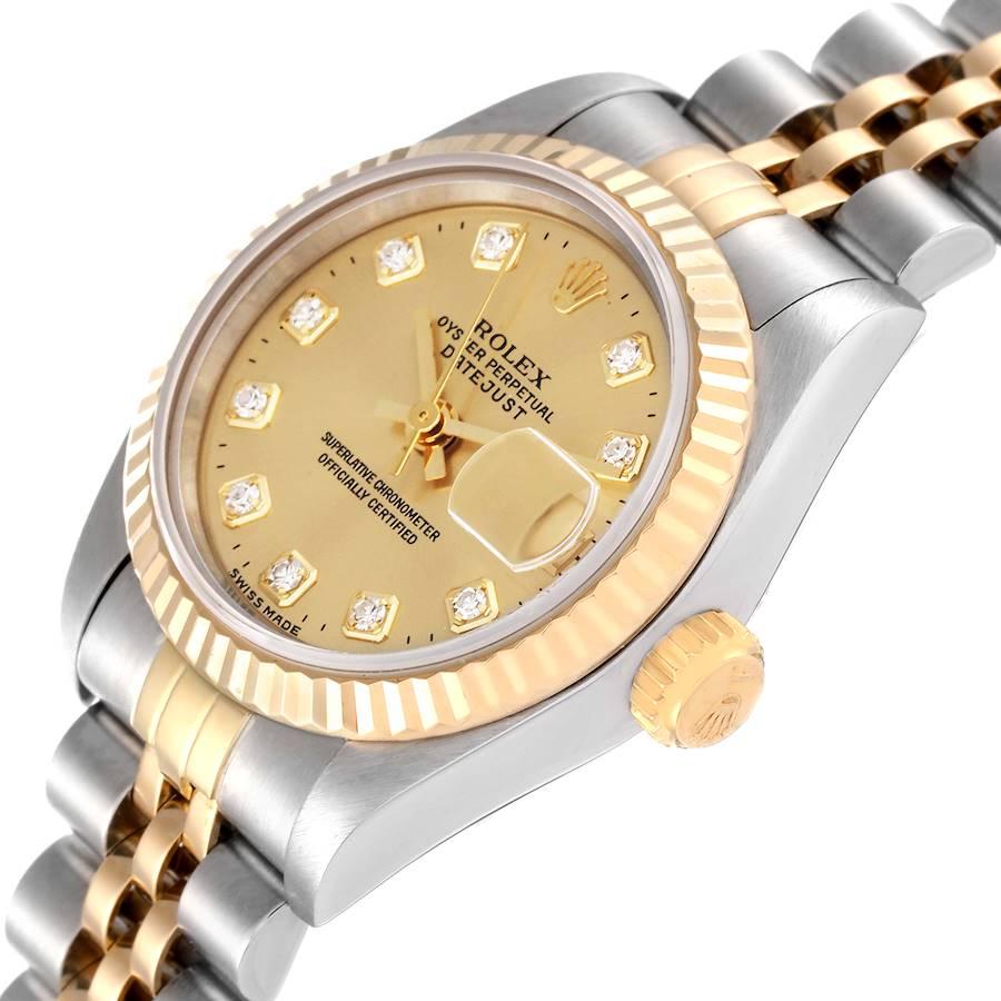 Women's Rolex Datejust 26mm Steel Yellow Gold Diamond Ladies Watch 69173 Box Papers