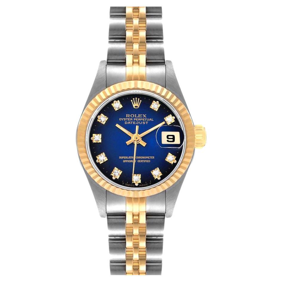 Rolex Datejust Steel Yellow Gold Diamond Ladies Watch 69173 Box Papers For Sale