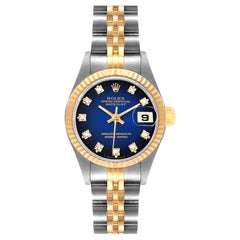 Rolex Datejust Steel Yellow Gold Diamond Ladies Watch 69173 Box Papers