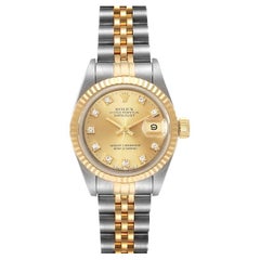 Rolex Datejust Steel Yellow Gold Diamond Ladies Watch 69173 Box Papers