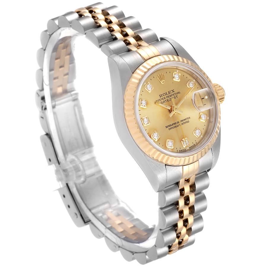 Rolex Datejust Steel Yellow Gold Diamond Ladies Watch 69173 In Excellent Condition In Atlanta, GA