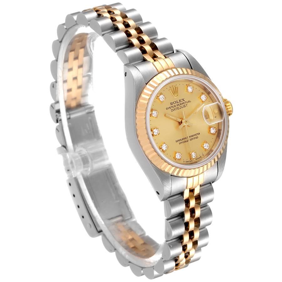 Rolex Datejust Steel Yellow Gold Diamond Ladies Watch 69173 In Excellent Condition In Atlanta, GA