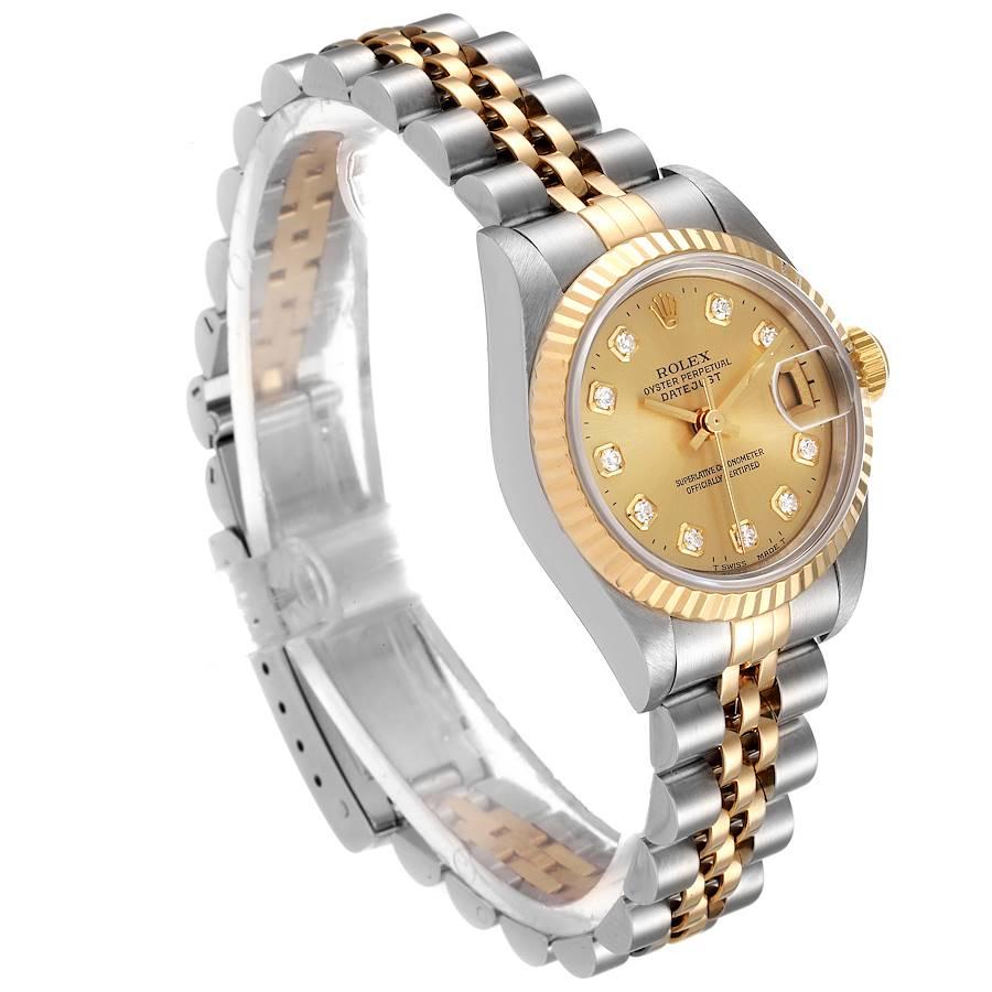 Rolex Datejust Steel Yellow Gold Diamond Ladies Watch 69173 In Good Condition For Sale In Atlanta, GA