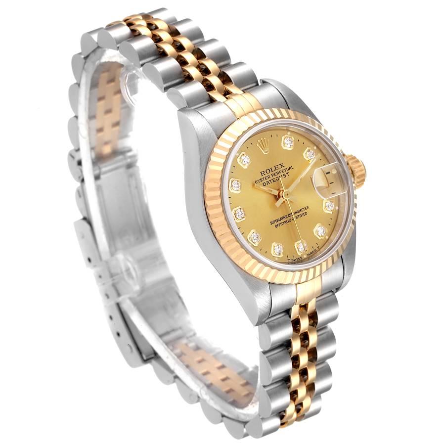 Rolex Datejust Steel Yellow Gold Diamond Ladies Watch 69173 In Excellent Condition In Atlanta, GA