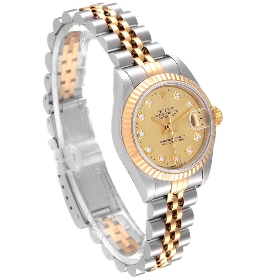 Rolex Datejust Steel Yellow Gold Diamond Ladies Watch 69173 In Excellent Condition For Sale In Atlanta, GA