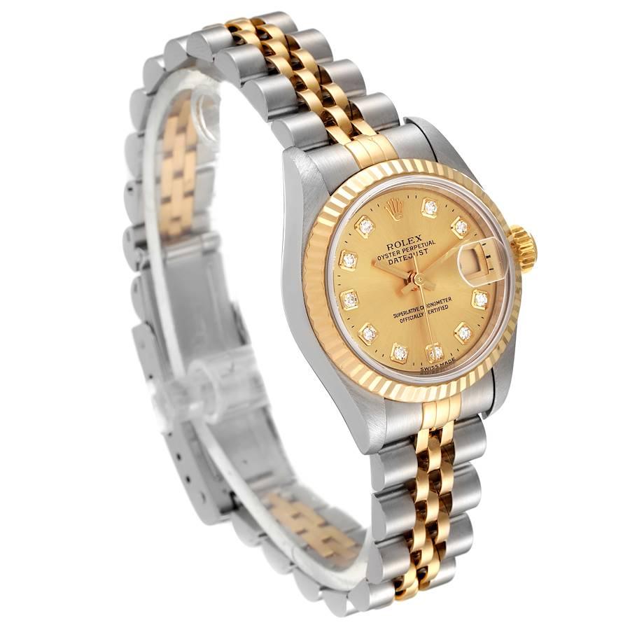 Rolex Datejust Steel Yellow Gold Diamond Ladies Watch 69173 In Good Condition For Sale In Atlanta, GA