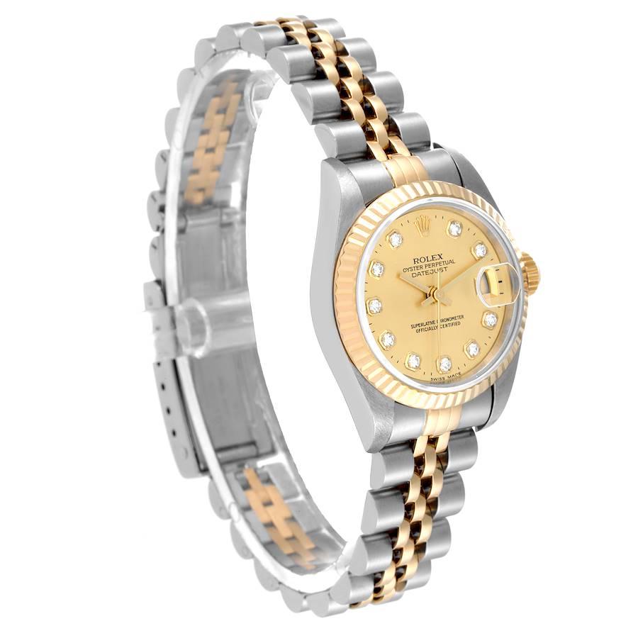 Rolex Datejust Steel Yellow Gold Diamond Ladies Watch 69173 In Good Condition In Atlanta, GA