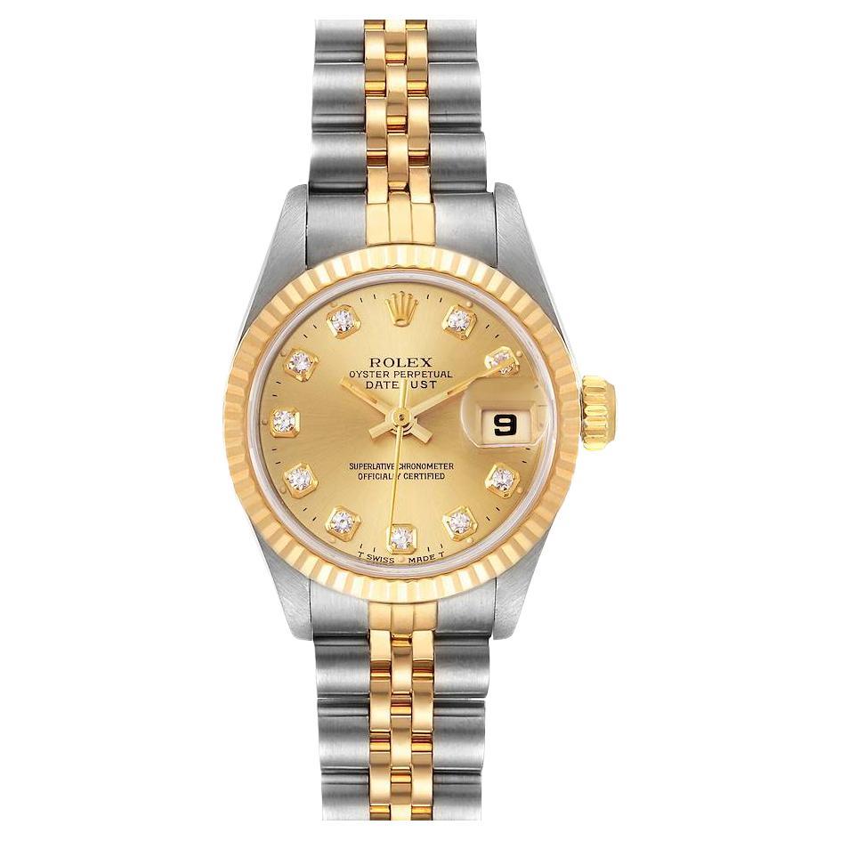 Rolex Datejust Steel Yellow Gold Diamond Ladies Watch 69173