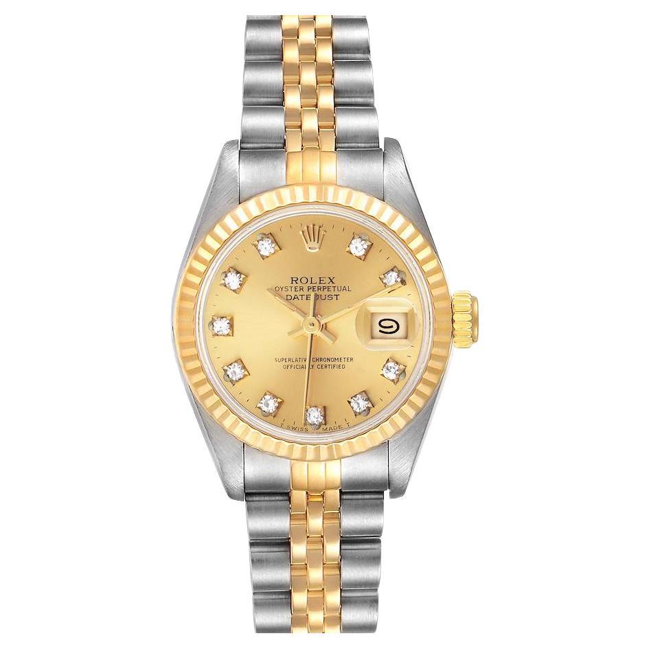 Rolex Datejust Steel Yellow Gold Diamond Ladies Watch 69173