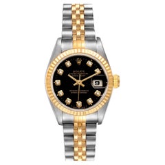 Vintage Rolex Datejust 26mm Steel Yellow Gold Diamond Ladies Watch 69173