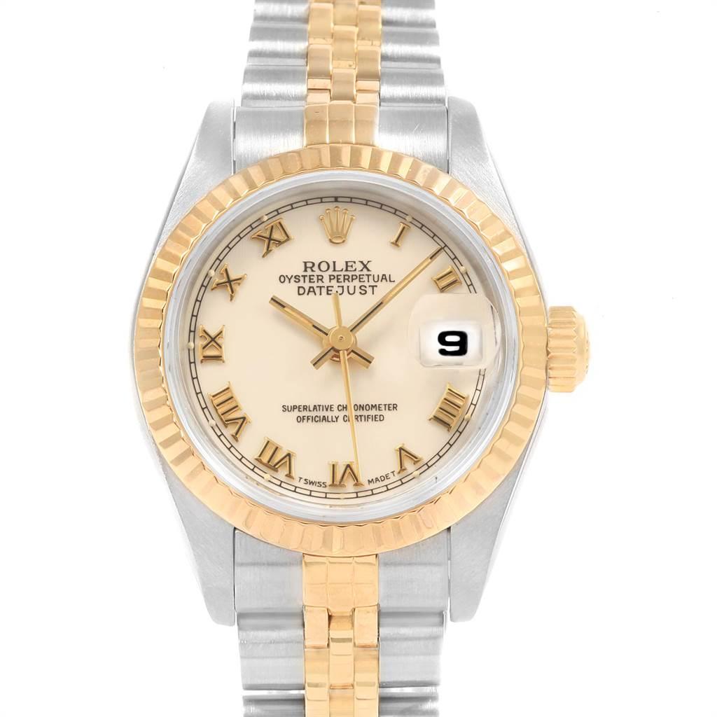 Rolex Datejust Steel Yellow Gold Ladies Watch 69173 Box Papers In Excellent Condition For Sale In Atlanta, GA