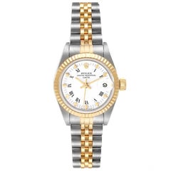 Rolex Datejust 26mm Steel Yellow Gold White Dial Ladies Watch 69173 Box Papers