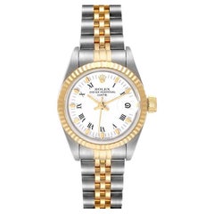 Rolex Datejust 26mm Steel Yellow Gold White Dial Ladies Watch 69173 Box Papers