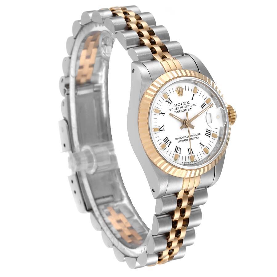 Rolex Datejust Steel Yellow Gold White Dial Ladies Watch 69173 In Excellent Condition In Atlanta, GA
