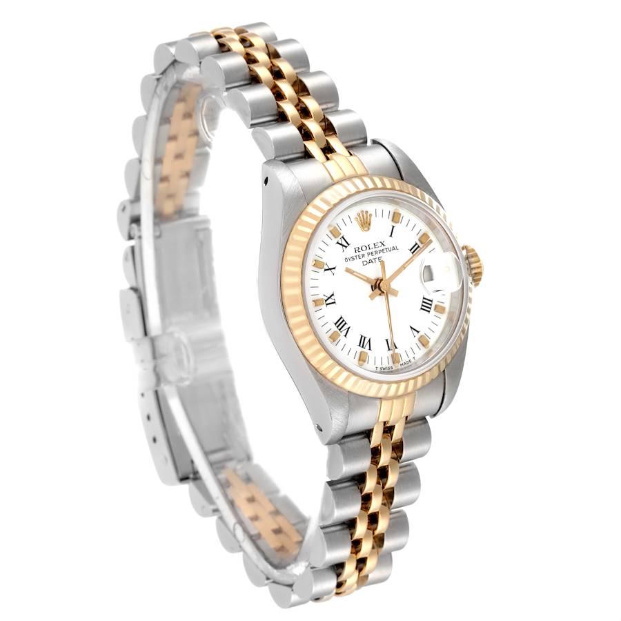 Rolex Datejust 26mm Steel Yellow Gold White Roman Dial Ladies Watch 69173 In Good Condition In Atlanta, GA