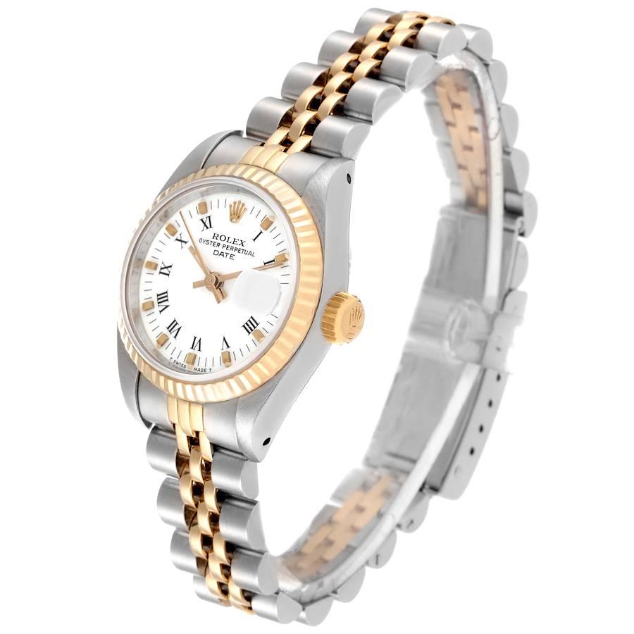 Women's Rolex Datejust 26mm Steel Yellow Gold White Roman Dial Ladies Watch 69173