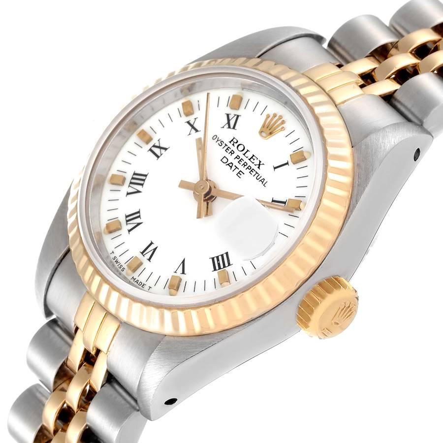 Rolex Datejust 26mm Steel Yellow Gold White Roman Dial Ladies Watch 69173 1