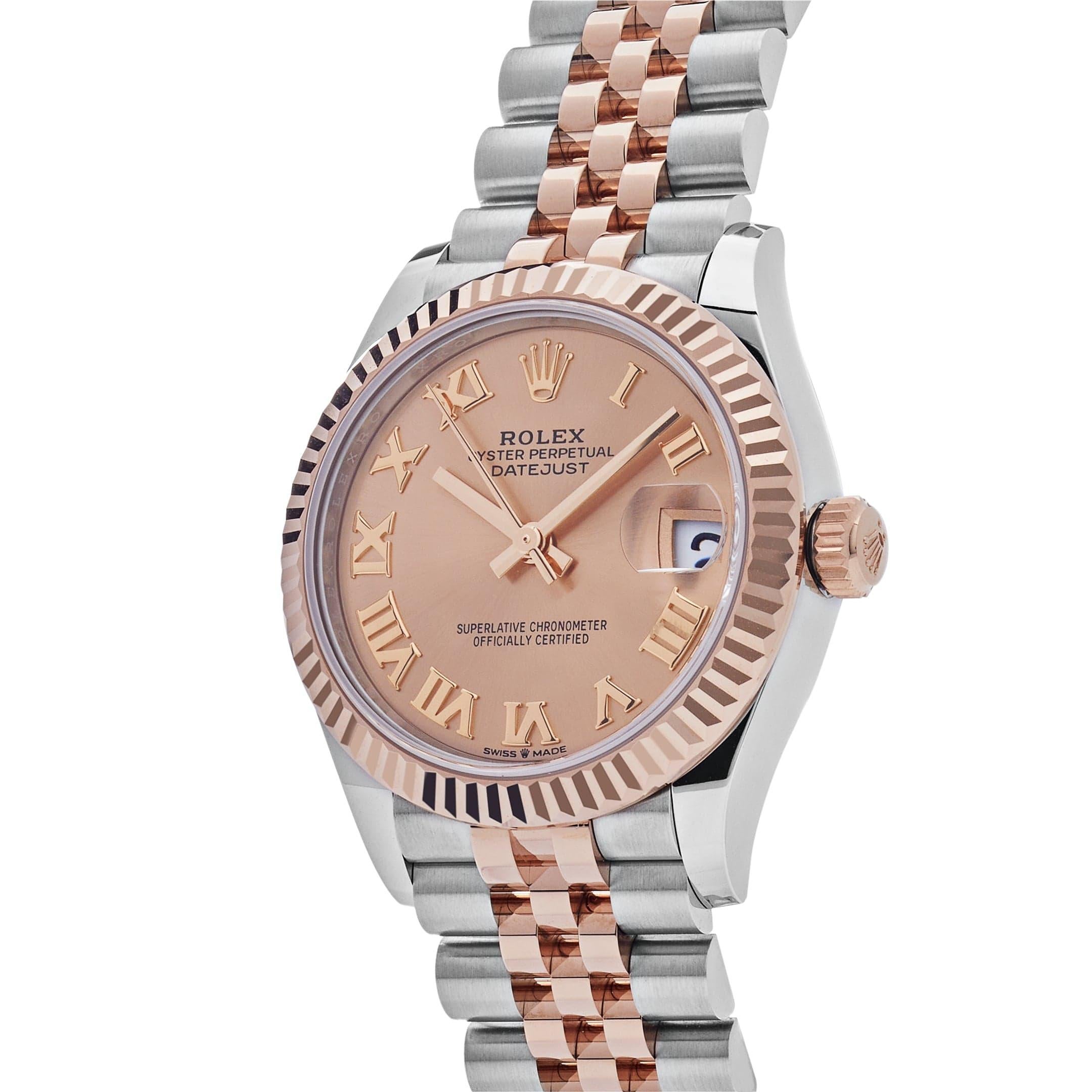 Rolex Datejust 278271 'Ladies' Rose Gold Stainless Steel Roman Pink Dial Jubilee In New Condition For Sale In New York, NY