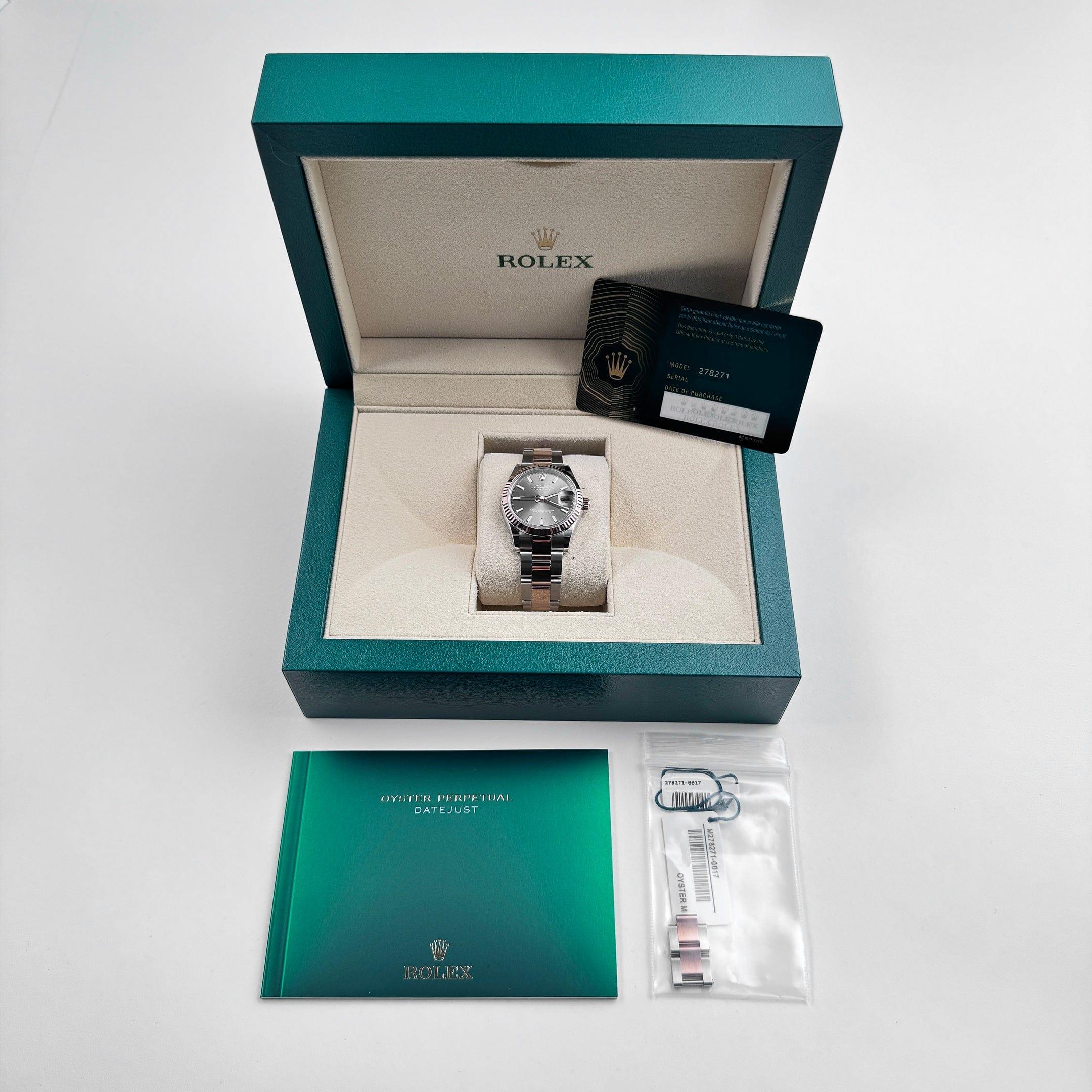Rolex Datejust 278271 Rose Gold Stainless Steel Slate Dial Oyster (2025) For Sale 8