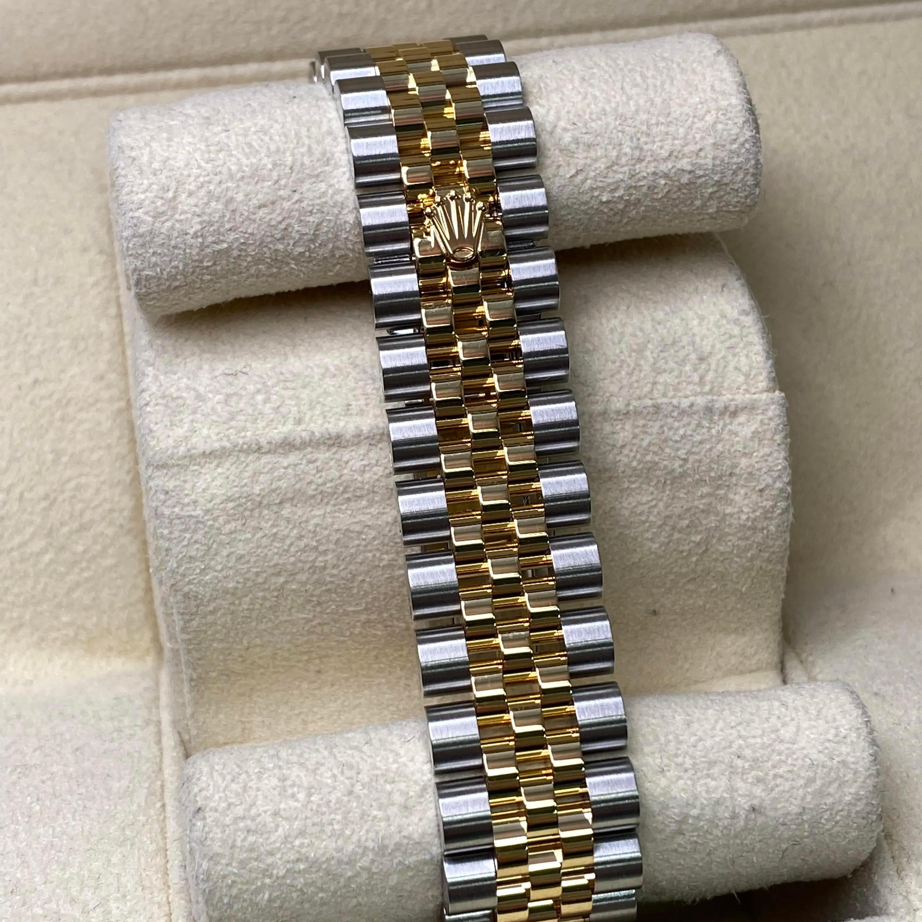 Rolex Datejust 278273 Esfera de diamantes verde oliva Reloj de acero dorado Jubilee B&P en venta 1