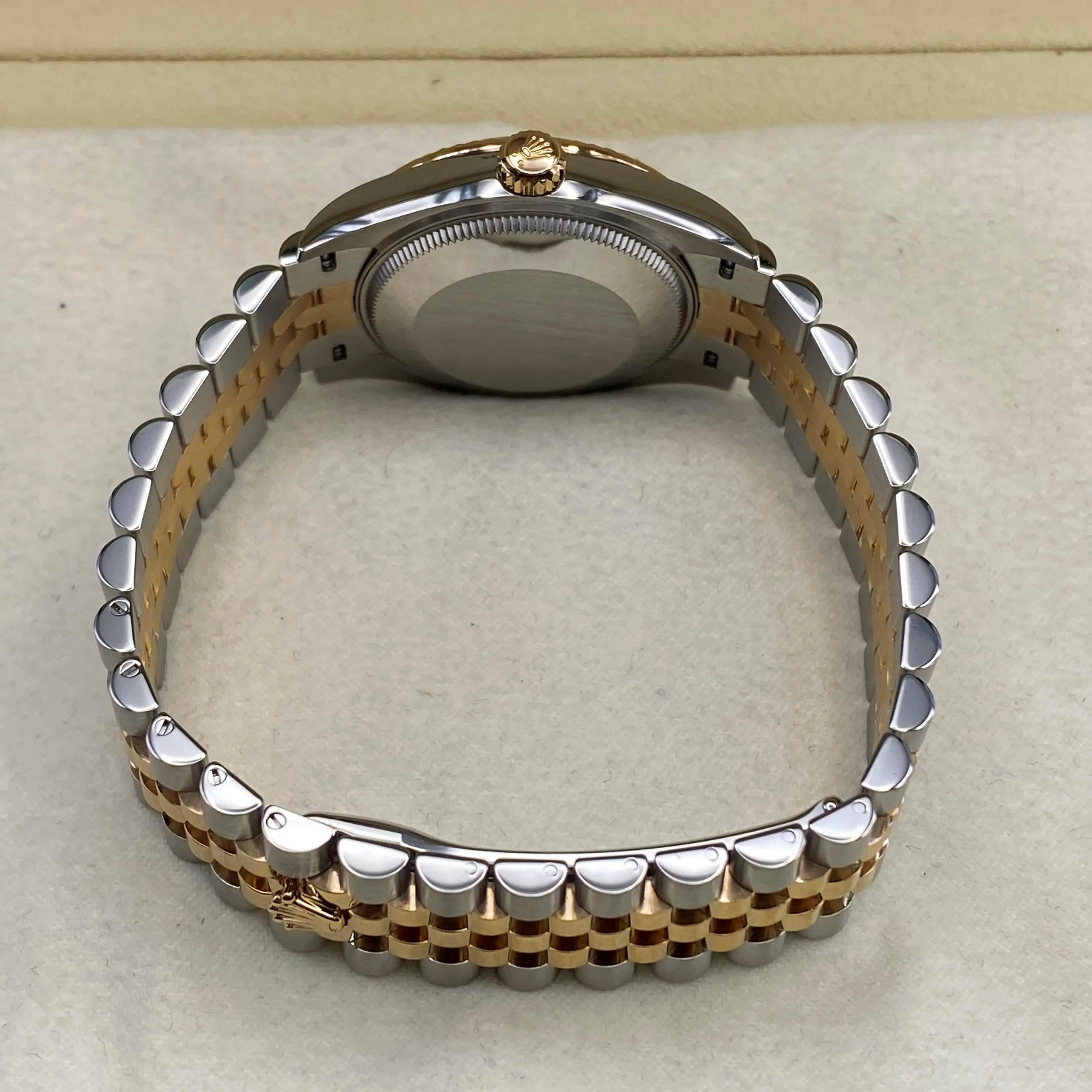 Rolex Datejust 278273 Esfera de diamantes verde oliva Reloj de acero dorado Jubilee B&P en venta 2