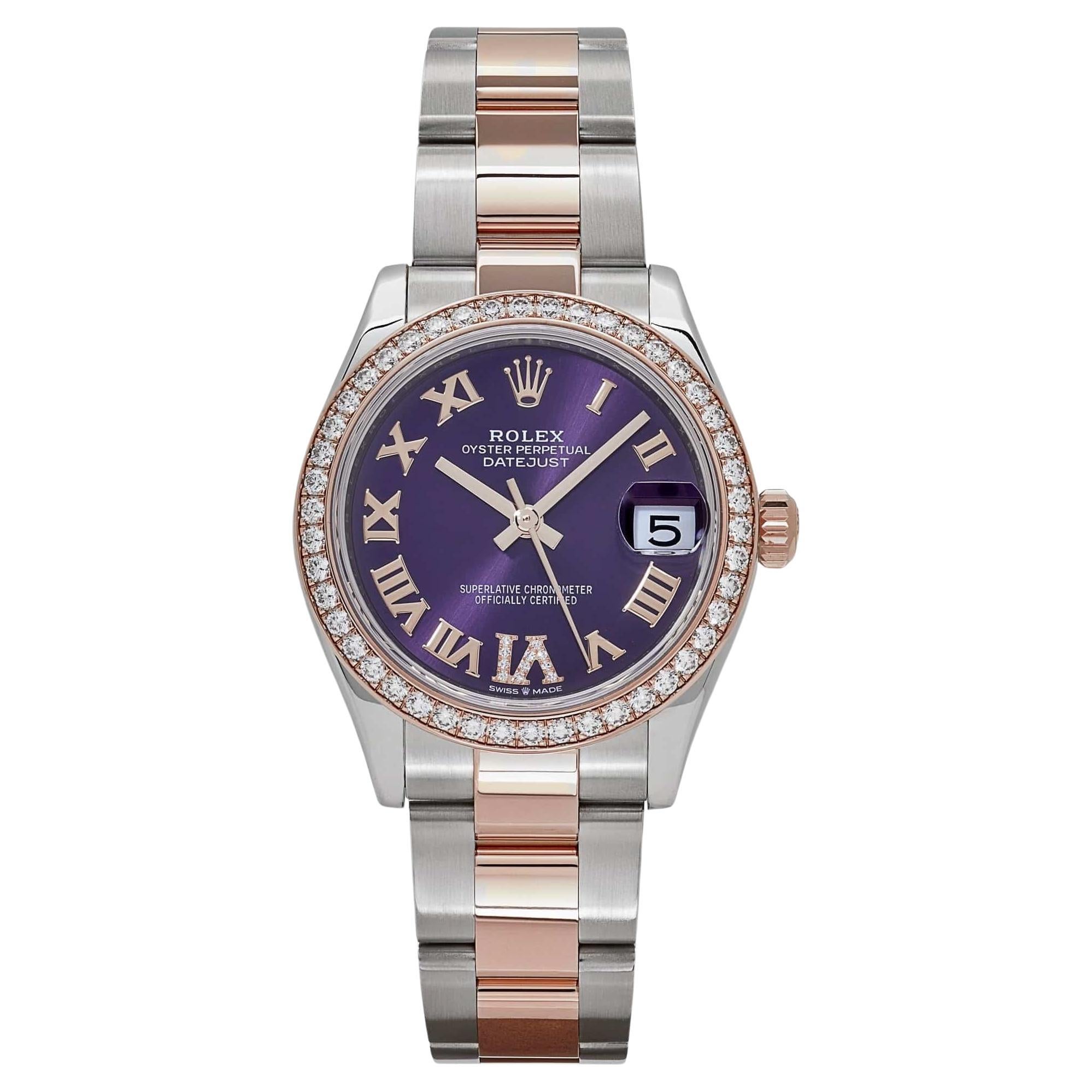 Rolex Datejust 278381RBR Cadran en acier inoxydable, or rose et violet aubergine (2022)