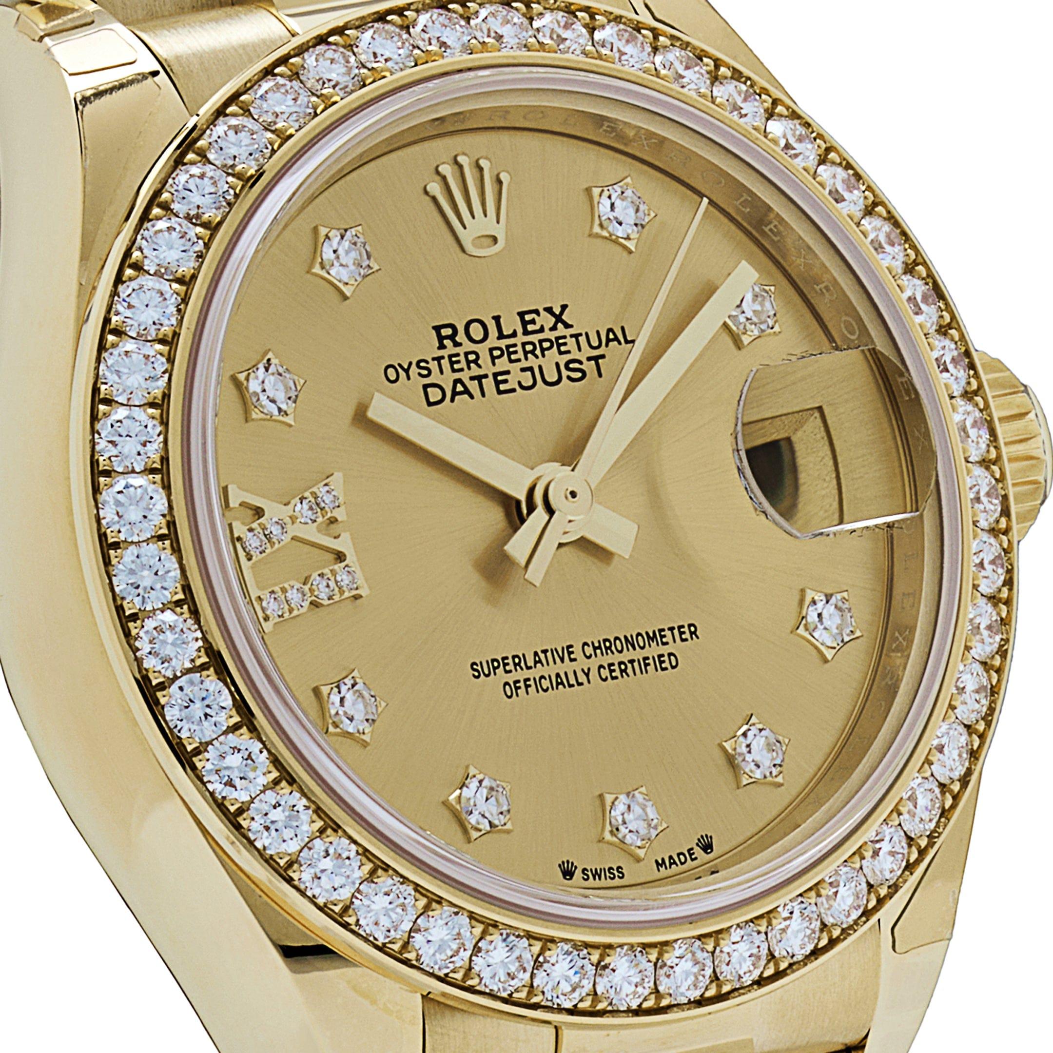 Women's Rolex Datejust 279138RBR Yellow Gold Champagne Diamond Dial President (2022) For Sale