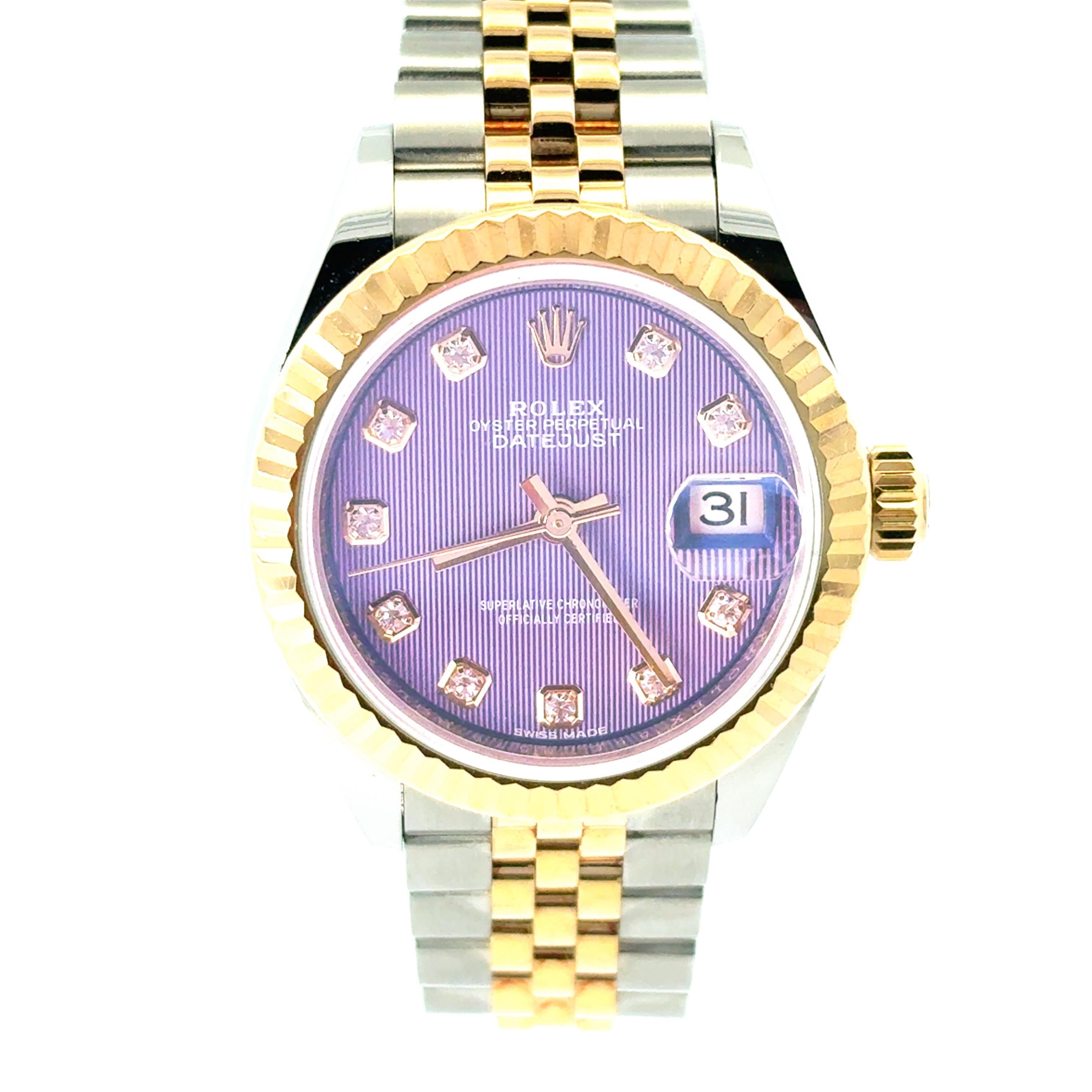 Rolex Datejust 279173 Oro giallo 18k e acciaio inossidabile quadrante lilla con diamanti 28mm Orologio da donna

Questo bellissimo orologio Rolex 279173 Datejust è in ottime condizioni ed è pronto per la spedizione!

Marchio: Rolex
Modello: