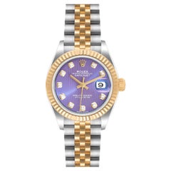 Rolex Datejust 279173 18k Yellow Gold Stainless Steel Lilac Diamond Dial Watch