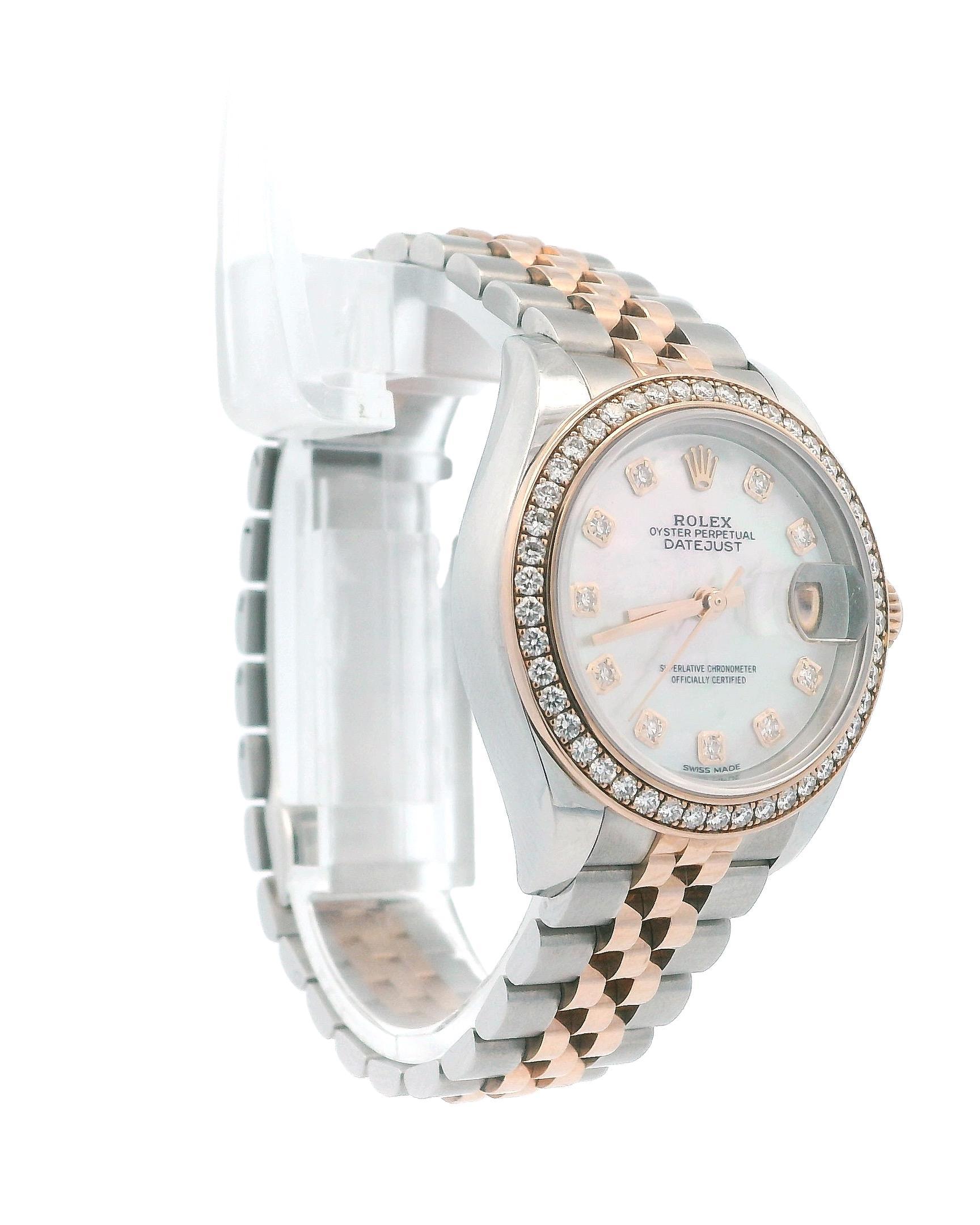 Rolex Datejust 279381RBR Diamond MOP Dial Two-Tone Watch Box Papers In Excellent Condition For Sale In Great Neck Plaza, NY