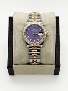 Rolex Datejust 279383RBR Diamond Bezel Lavander Dial 18K Gold Steel Box Paper