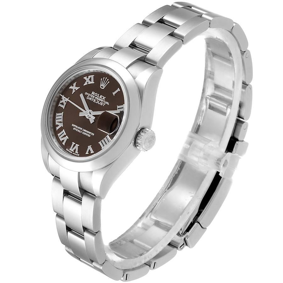 Women's Rolex Datejust 28 Brown Dial Oyster Bracelet Steel Ladies Watch 279160 Box For Sale