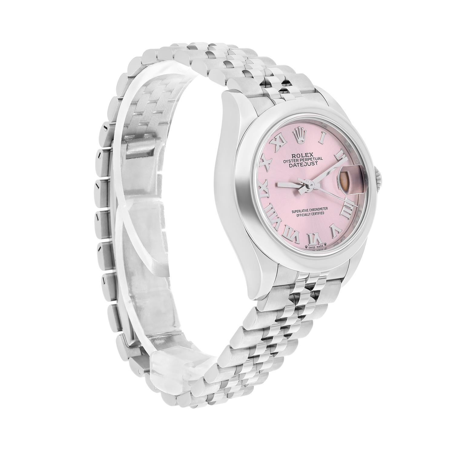 Moderno Rolex Datejust 28 Rosa Roman Domed Acciaio Inox Giubileo 279160 Mai Indossato in vendita
