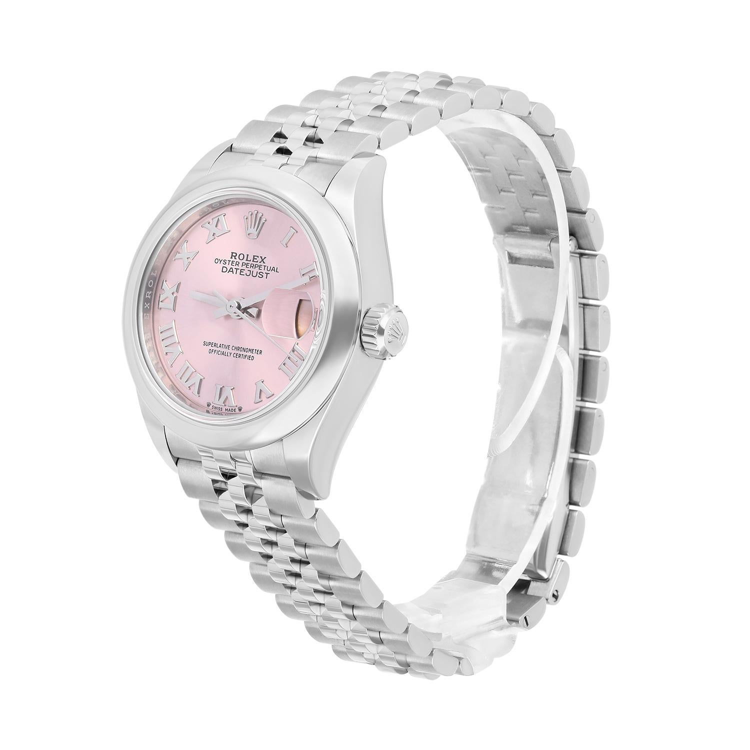 Donna Rolex Datejust 28 Rosa Roman Domed Acciaio Inox Giubileo 279160 Mai Indossato in vendita