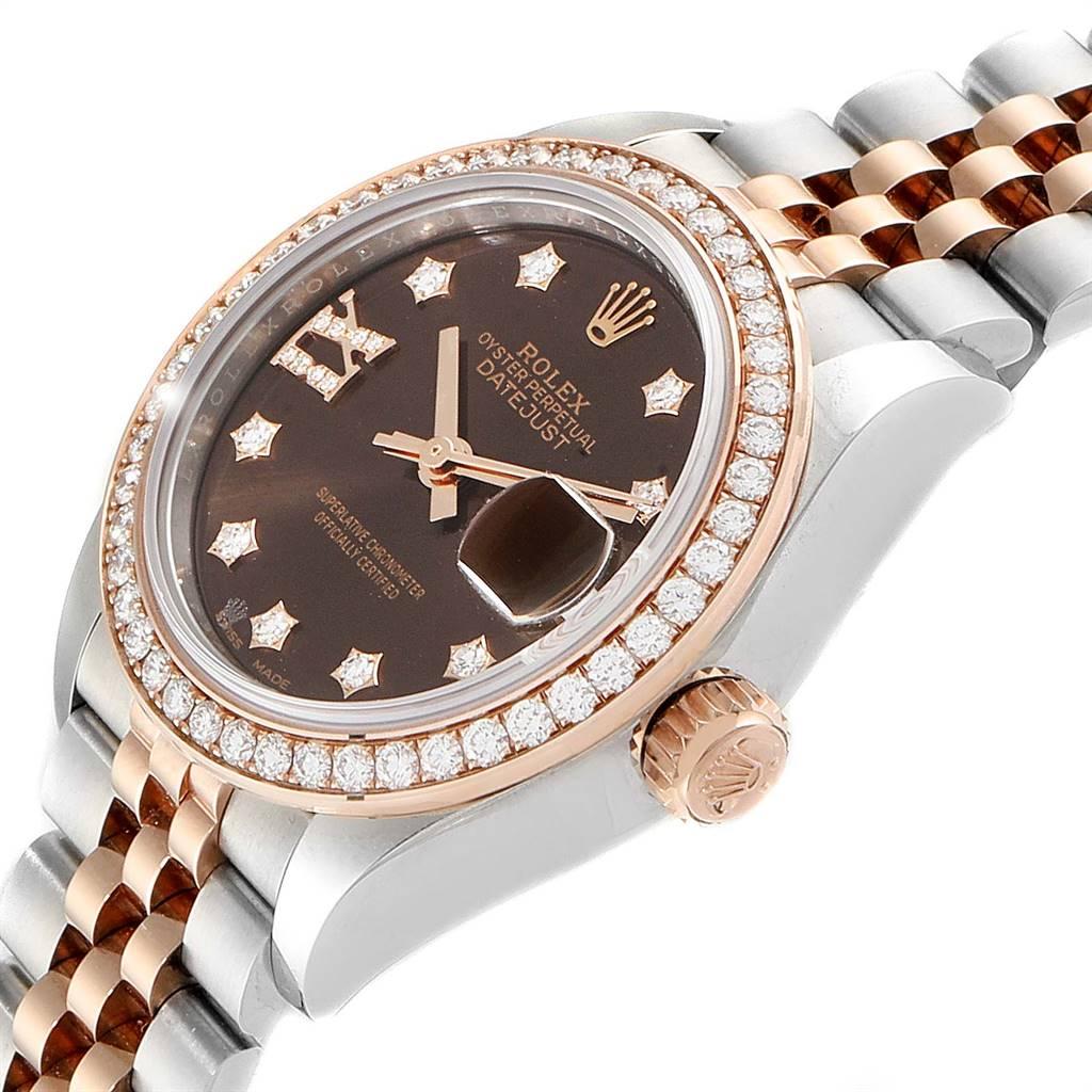 Women's Rolex Datejust 28 Steel Rolesor Everose Gold Diamond Ladies Watch 279381 For Sale