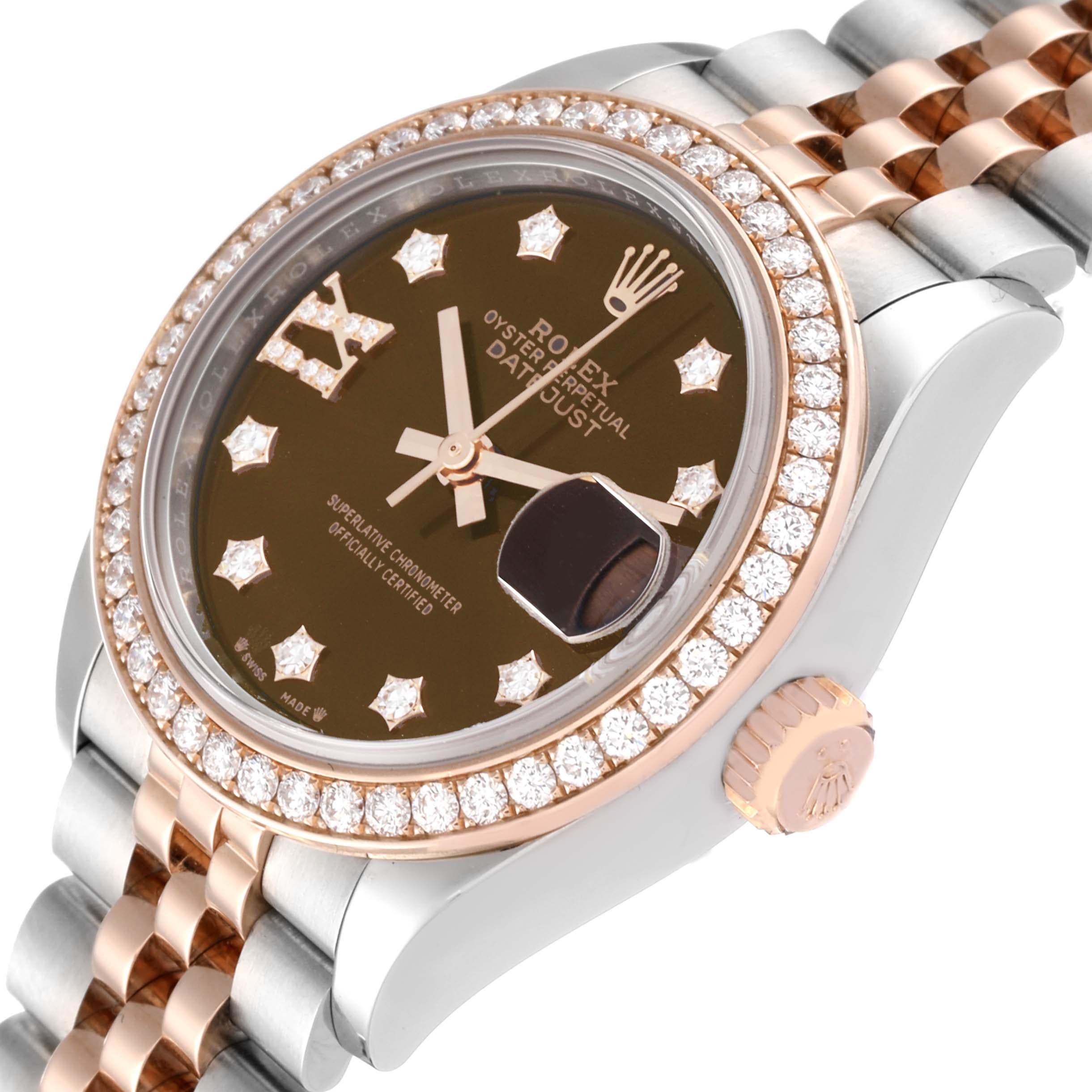Rolex Datejust 28 Steel Rolesor Everose Gold Diamond Ladies Watch 279381 For Sale 1