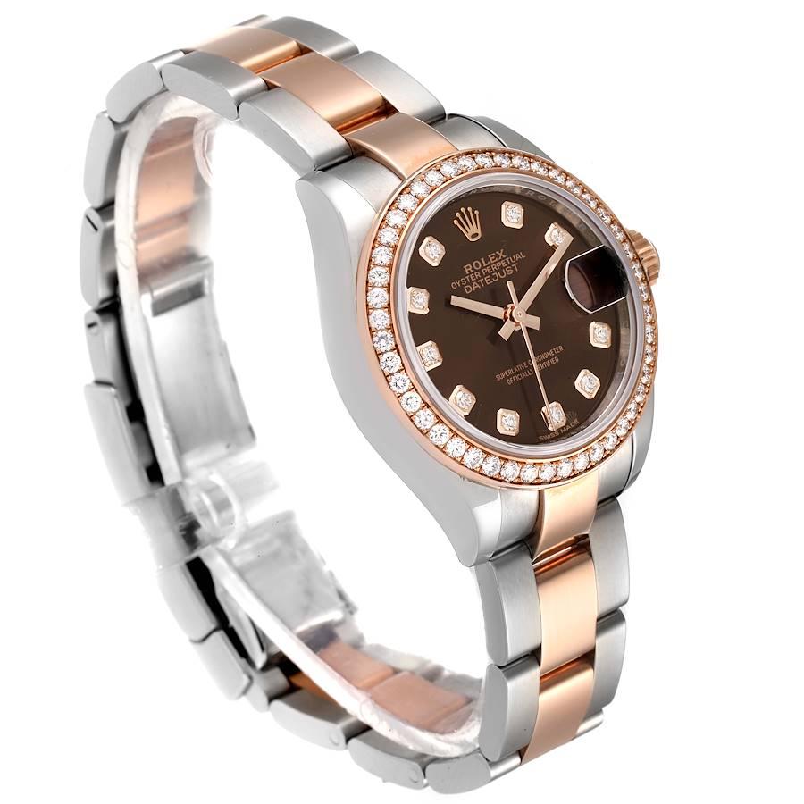 Rolex Datejust 28 Steel Rolesor Everose Gold Diamond Watch 279381 Unworn In Excellent Condition For Sale In Atlanta, GA