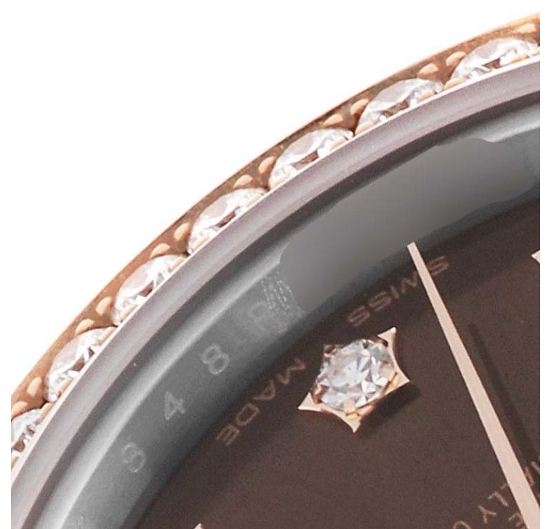 Rolex Datejust 28 Steel Rolesor Rose Gold Diamond Ladies Watch 279381 Box Card For Sale 1