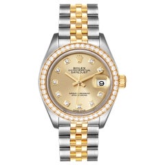 Rolex Datejust 28 Steel Rolesor Yellow Gold Diamond Ladies Watch 279383