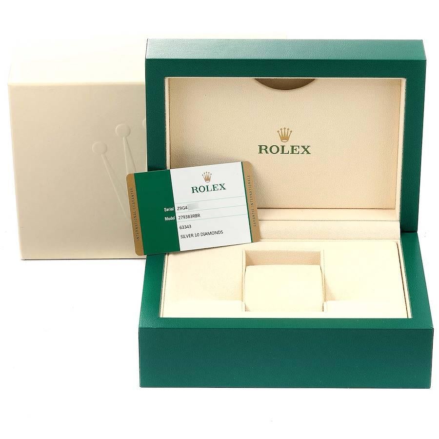 Rolex Datejust 28 Steel Rolesor Yellow Gold Diamond Watch 279383 Box Card For Sale 7