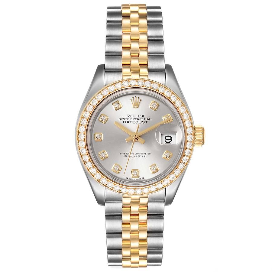 Rolex Datejust 28 Steel Rolesor Yellow Gold Diamond Watch 279383 Box Card. Officially certified chronometer self-winding movement. Stainless steel oyster case 28.0 mm in diameter. Rolex logo on a 18K yellow gold crown. 18k yellow gold original Rolex